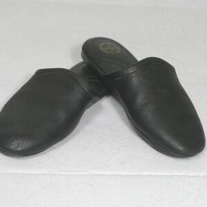 LB Evans Men Aristocrat Scuff Slippers 11EEE Black Leather Loungewear 3036 Luxe